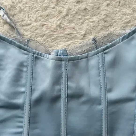 Unfazed Clothing Co. Baby Blue Lace Trim Corset Top Size Small - Picture 2 of 8